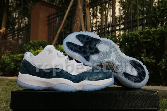 Authentic Air Jordan 11 Low “Navy Blue Snakeskin”