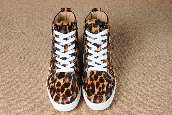 Super Perfect Christian Louboutin Rantus Men's Flat Leopard Fuzzy(with receipt)