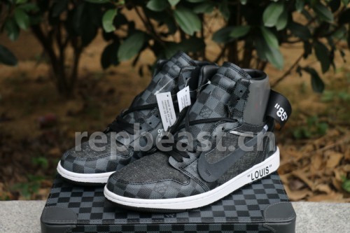 Authentic Off White X LV x Air Jordan 1 Black
