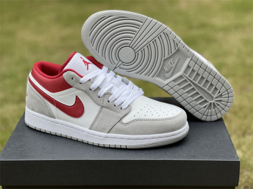 Authentic Air Jordan 1 Low Light Smoke Grey Gym Red GS