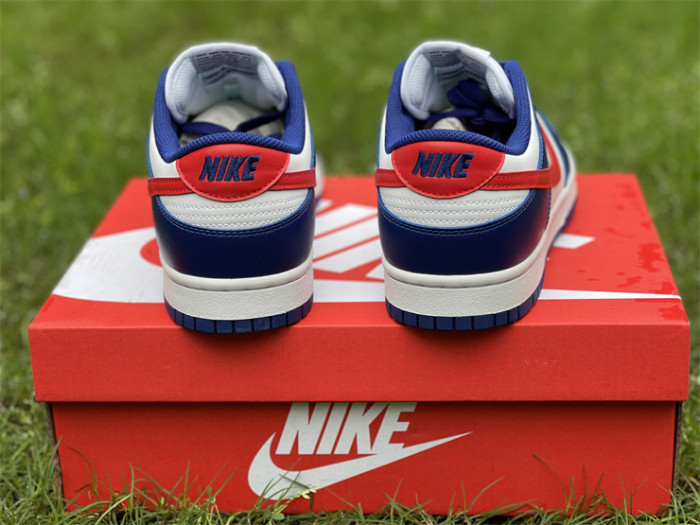 Authentic Nike Dunk Low White Blue Red