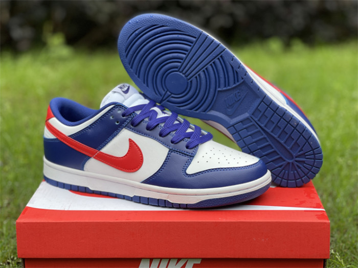 Authentic Nike Dunk Low White Blue Red