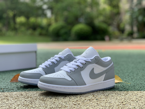 Authentic Air Jordan 1 Low White Wolf Grey Women Shoes