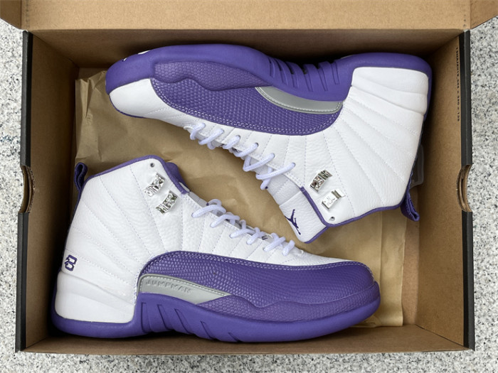Authentic Air Jordan 12 White Purple