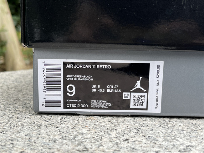 Authentic Air Jordan 11 Army Green Black