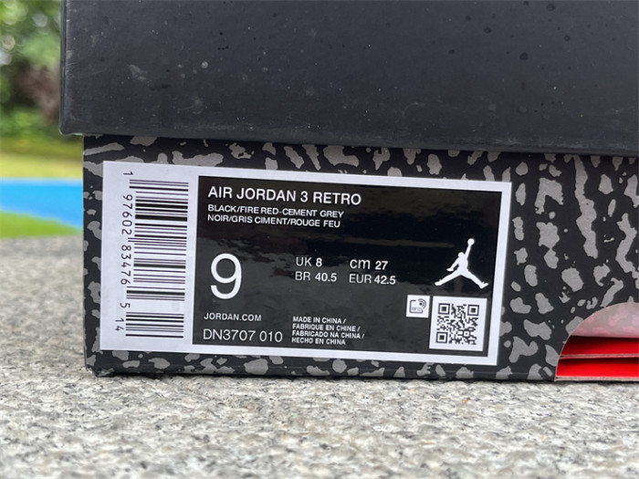 Authentic Air Jordan 3 “Black Cement” 2024