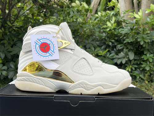 Authentic Air Jordan 8 Retro Champagne Gold White