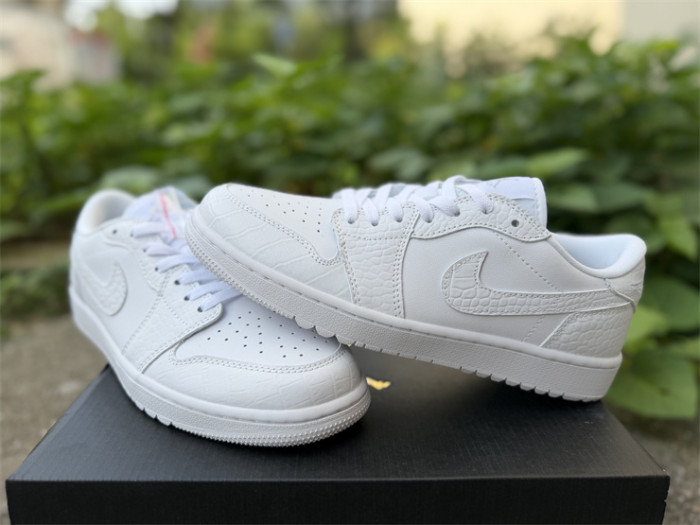 Authentic Air Jodan 1 Low Golf White Crocodile