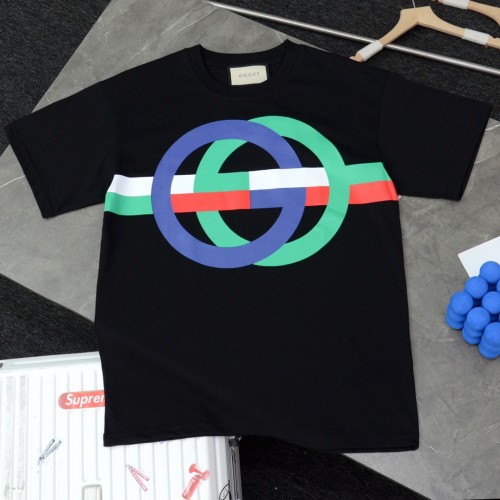 1:1 quality version Lock double ring letter logo tee 2 colors