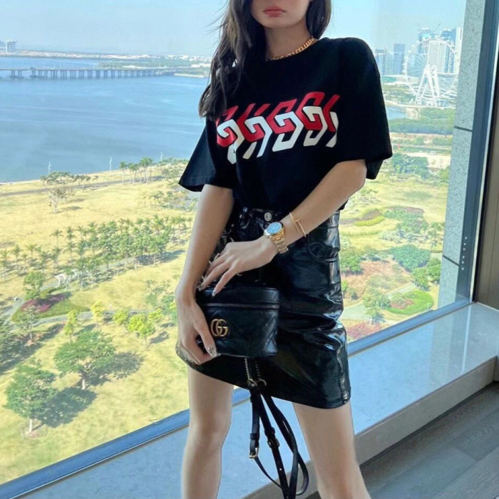 1:1 quality version Mirror letter short-sleeved T-shirt 2 colors