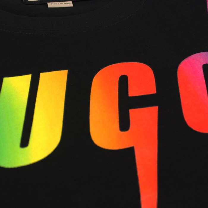 1:1 quality version Gradient color lightning letters tee