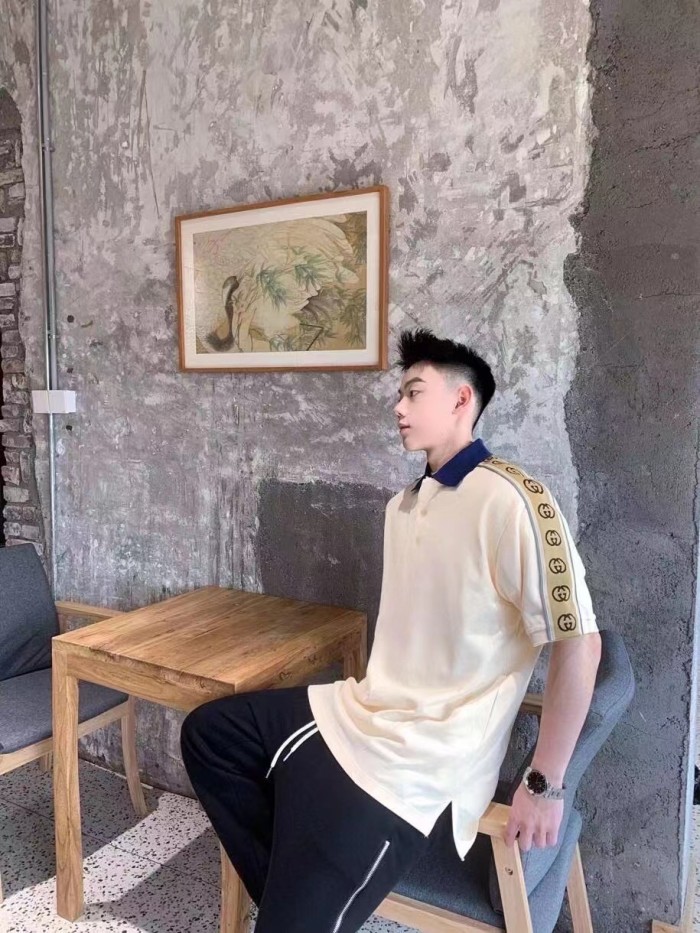 1:1 quality version Shoulder reflective webbing short sleeve polo shirt 2 colors