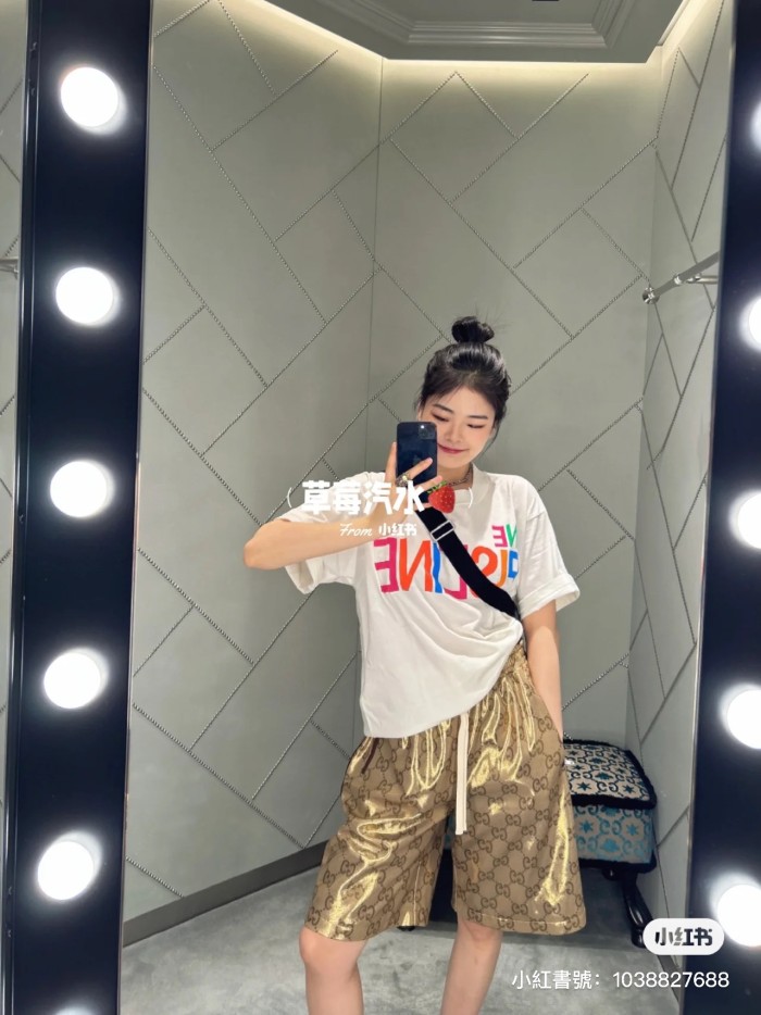 1:1 quality version Front and back colorful letter print tee 2 colors