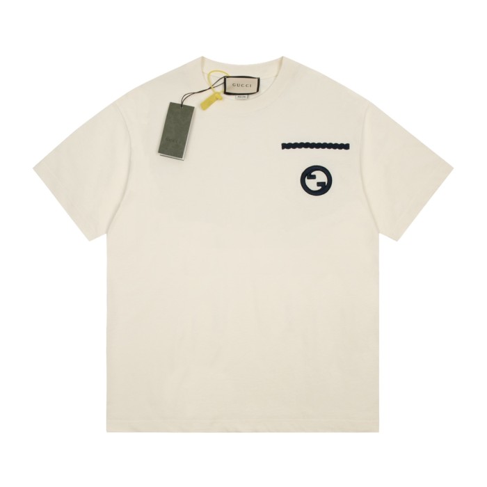 1:1 quality version Horizontal logo embroidered short-sleeved body shirt 2 colors