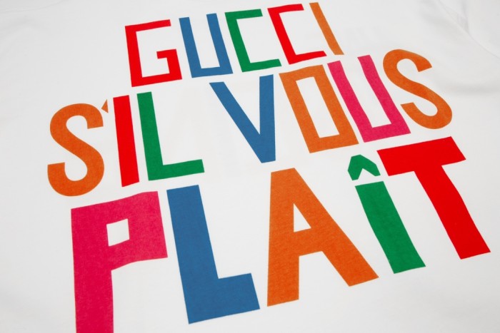 1:1 quality version Front and back colorful letter print tee 2 colors