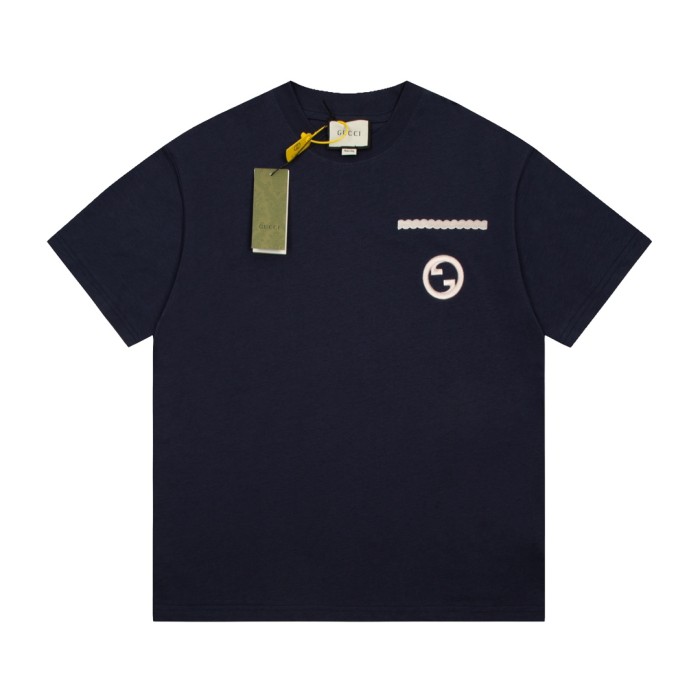 1:1 quality version Horizontal logo embroidered short-sleeved body shirt 2 colors