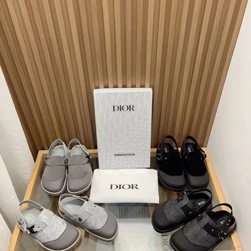 1:1 quality version Birkenst0ck half wrapped chamois sandals black grey