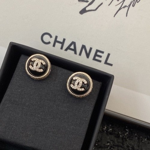 Crystal black pearl letter earrings