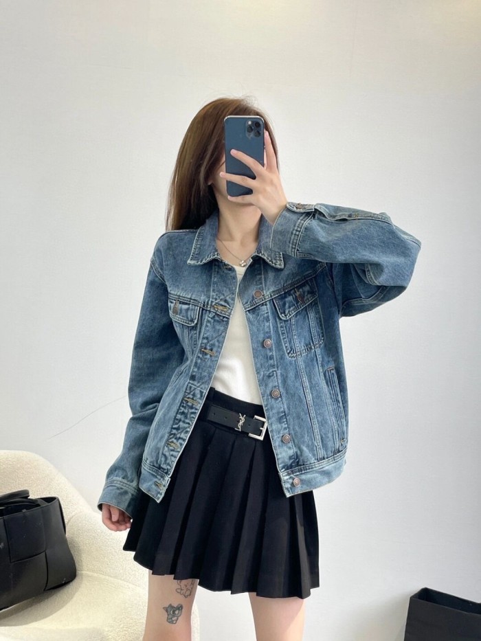 1:1 quality version Classic Coat Collar Embroidered Denim Jacket