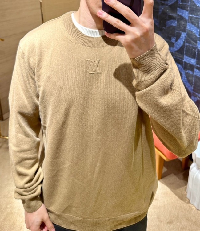1:1 quality version Embossed Cashmere Crew Neck Sweater 2 colors