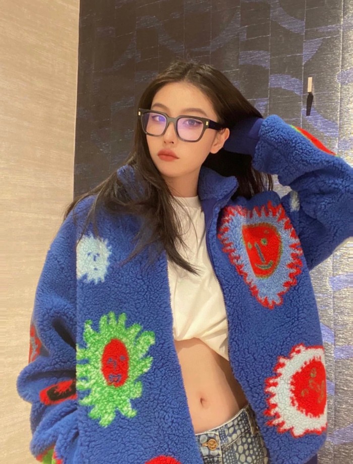1:1 quality version YR Lamb's Wool Graffiti Print Jacket Coat