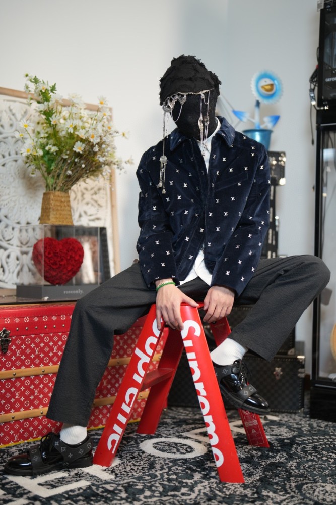 1:1 quality version Full Printed Velvet Zipper Cotton Jacket