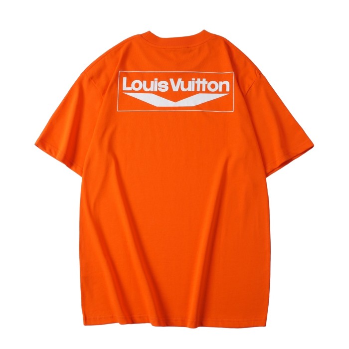 Orange Wave Letter Print Short Sleeve Tee