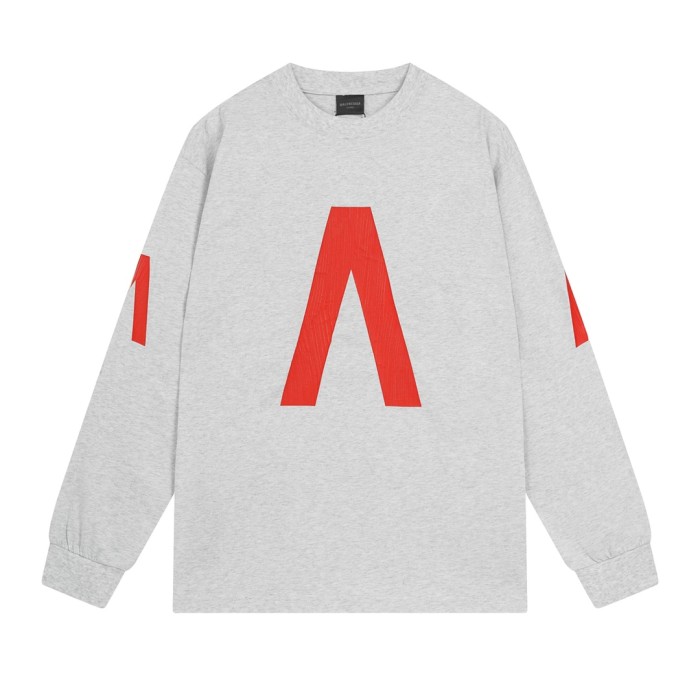 1:1 quality version Cracked Rubbed Printed Washed Aged Destroyed Long Sleeve Tee