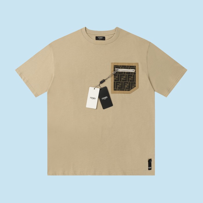Chest Zipper Pocket Patchwork Short Sleeve Tee 2 colors