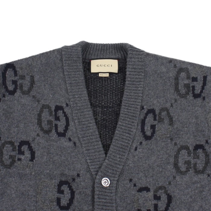 1:1 quality version Gradient jacquard super heavy wool cardigan