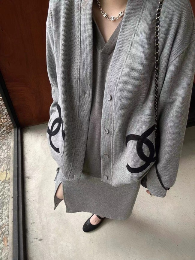 1:1 quality version Pocket Large Logo Waffle Cardigan 2 colors for girls