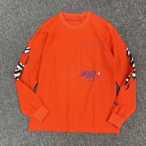 1:1 quality version Pocket Spark Letters Sweatshirt Red Color long sleeve T-shirt