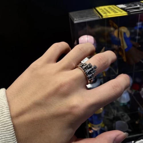 1:1 quality version pure silver-Crown Cross ring