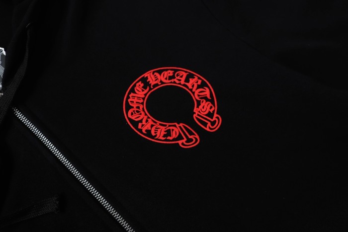  Red horseshoe cross zipper hoodie