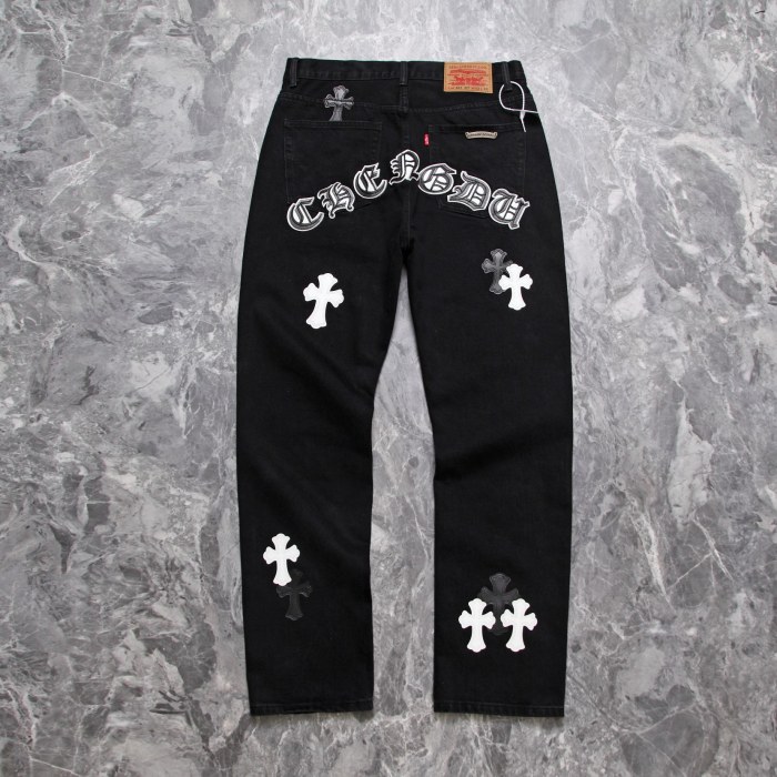 1:1 quality version Chengdu Limited 925 Sterling Silver Black and White Leather Cross Jeans