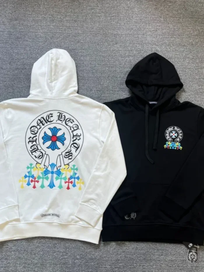  Colorful Multi Cross Print Hooded Sweatshirt 2 colors