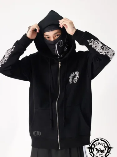 1:1 quality version Horseshoe Flower Arm Zipper Sweatshirt