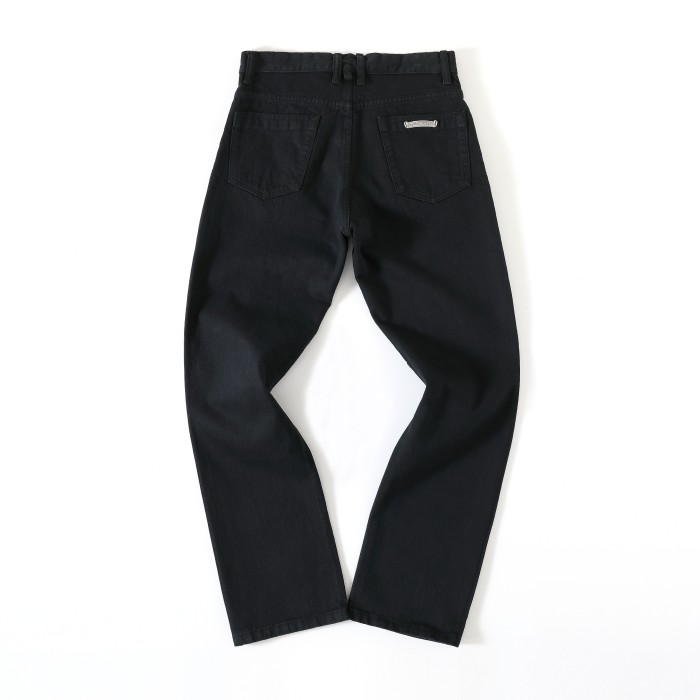 1:1 quality version Solid Color Flame Style Pure Silver Button Jeans