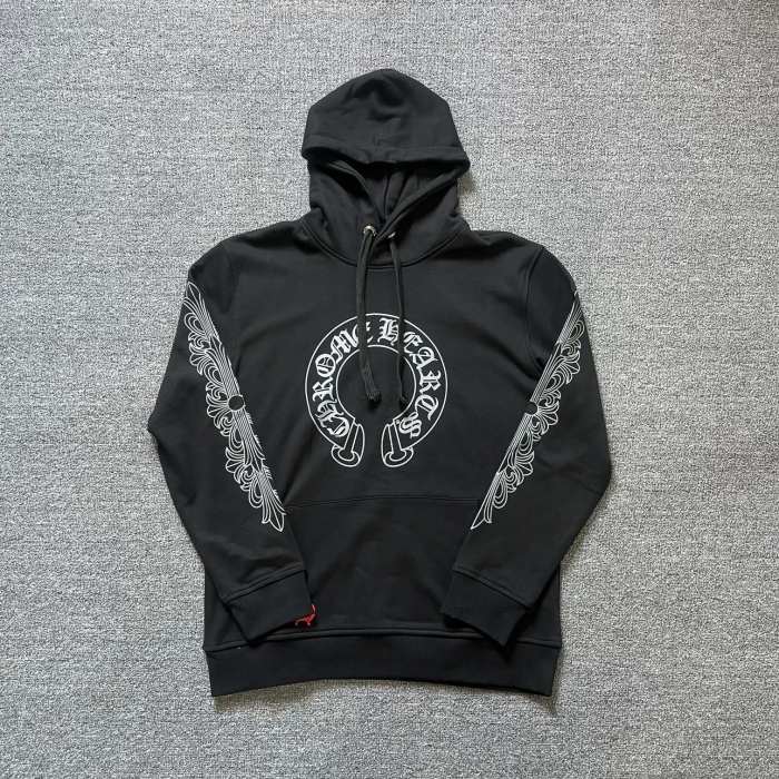 Floral Sleeve Chest Print Drawstring Sweatshirt