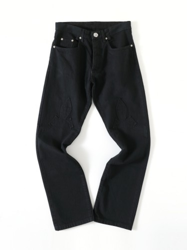 1:1 quality version Solid Color Flame Style Pure Silver Button Jeans