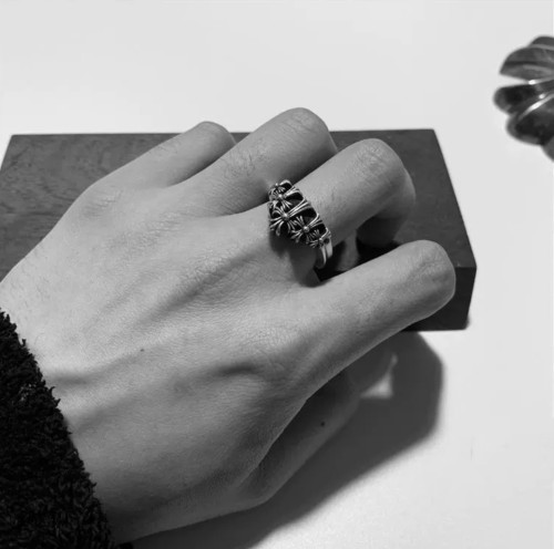 1:1 quality version pure silver-Crown Cross ring