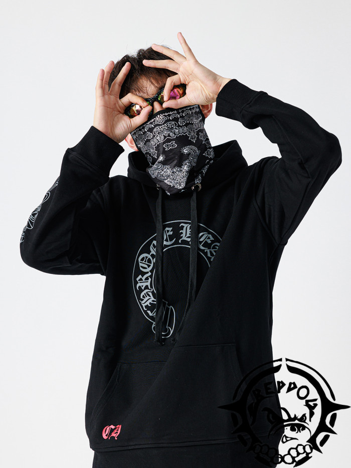  Floral Sleeve Chest Print Drawstring Sweatshirt