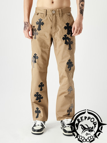1:1 quality version Black and White Checkered Cross Patch Jeans