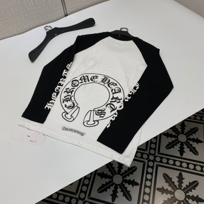 1:1 quality version Back big horseshoe print black and white matching color long sleeves