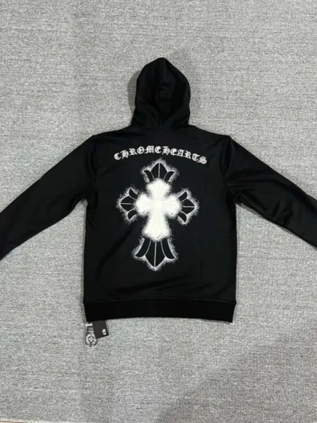  Hooded Sweatshirt with Big Cross Print on the Back