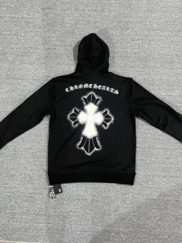  Hooded Sweatshirt with Big Cross Print on the Back