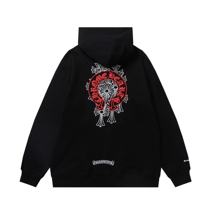  Red horseshoe cross zipper hoodie