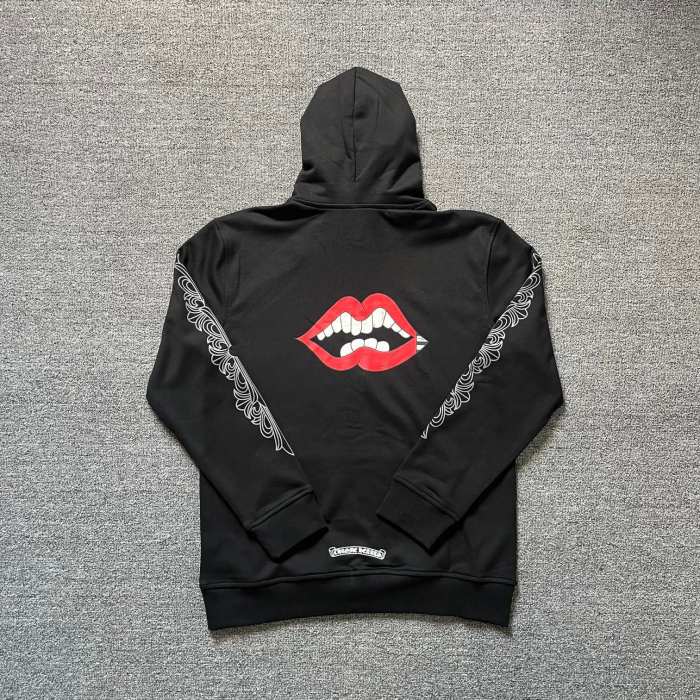  Floral Sleeve Chest Print Drawstring Sweatshirt
