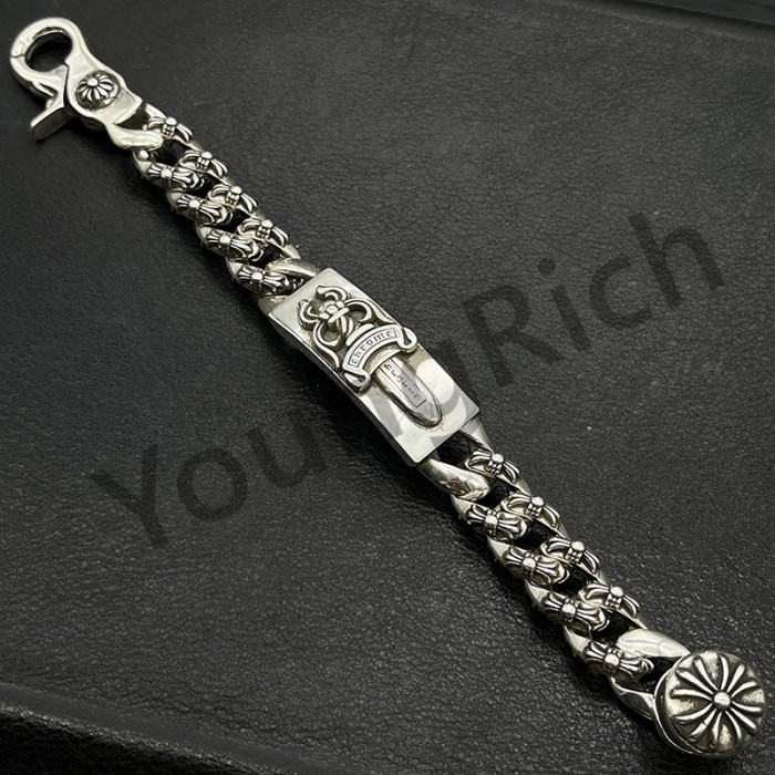 1:1 quality version CH Pure Silver Sword Lobster Buckle Long Crucifix Lobster Buckle Bracelet