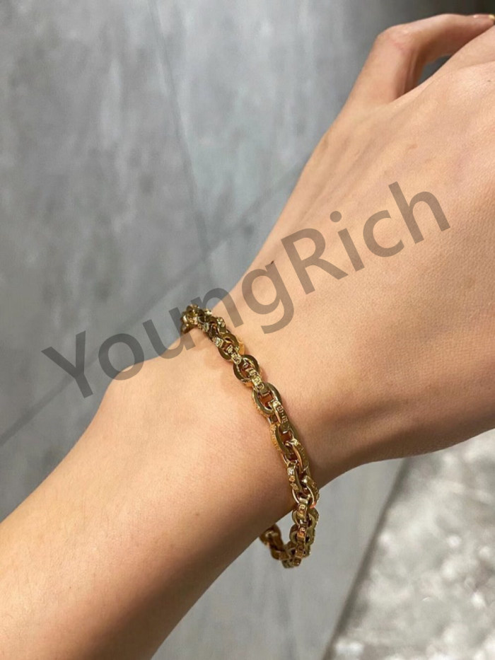 [50% Off]1:1 quality version Pure Silver Gold Plated Cuban Monogrammed Crucifix Bracelet 25714790